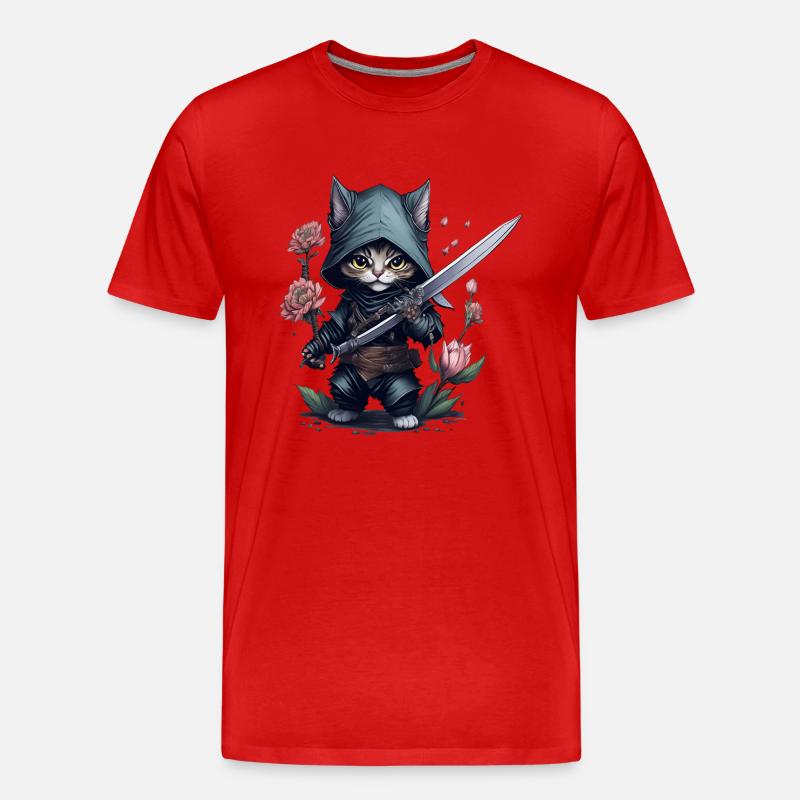Die ultimative Ninja-Katze - Männer Premium Bio T-Shirt - Rot