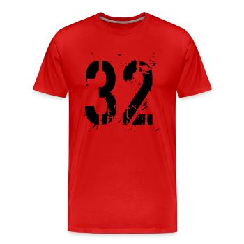 32 Nombre 32 - T-shirt bio Premium Homme - rouge - Devant - Damien (186cm)