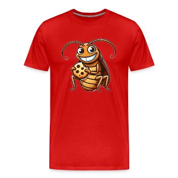 Lustige Kakerlake mit Keks Cartoon Nachtisch - Männer Premium Bio T-Shirt - Rot - Vorne - Damien (186cm)