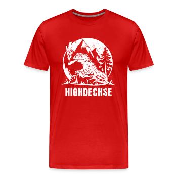 Highdechse - Eidechse mit einem Joint - Männer Premium Bio T-Shirt - Rot - Vorne - Damien (186cm)