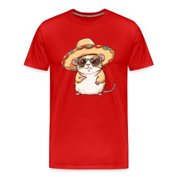 Hamster Lustig Sombrero - Männer Premium Bio T-Shirt - Rot - Vorne - Damien (186cm)