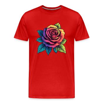 Rose Blume - Männer Premium Bio T-Shirt - Rot - Vorne - Damien (186cm)