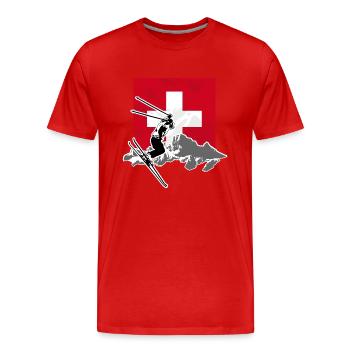 Swiss Ski Alpine - Männer Premium Bio T-Shirt - Rot - Vorne - Damien (186cm)