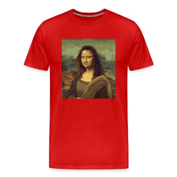 Monday Lisa Mona Lisa zerzaust Humor Kunst Montag - T-shirt bio Premium Homme - rouge - Devant - Damien (186cm)
