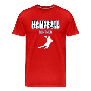 Handball Rentner Rente Ruhestand Handballer Sport - Männer Premium Bio T-Shirt - Rot - Vorne - Damien (186cm)
