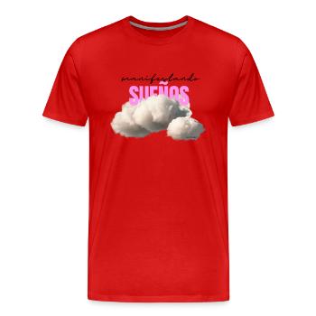 MANIFESTING DREAMS - Men's Premium Organic T-Shirt - red - Front - Damien (186cm)