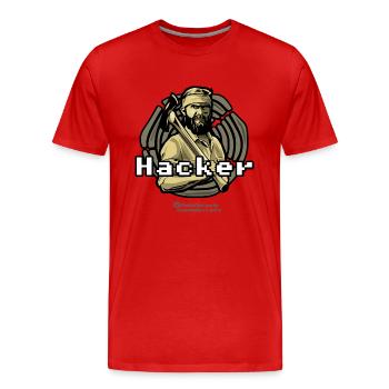 Hacker bûcheron - T-shirt bio Premium Homme - rouge - Devant - Damien (186cm)