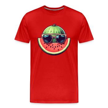Pastèque fraîche - design avec lunettes de soleil et M - T-shirt bio Premium Homme - rouge - Devant - Damien (186cm)