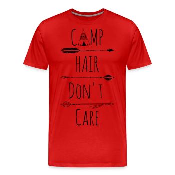 Camp Hair Don't Care - Männer Premium Bio T-Shirt - Rot - Vorne - Damien (186cm)