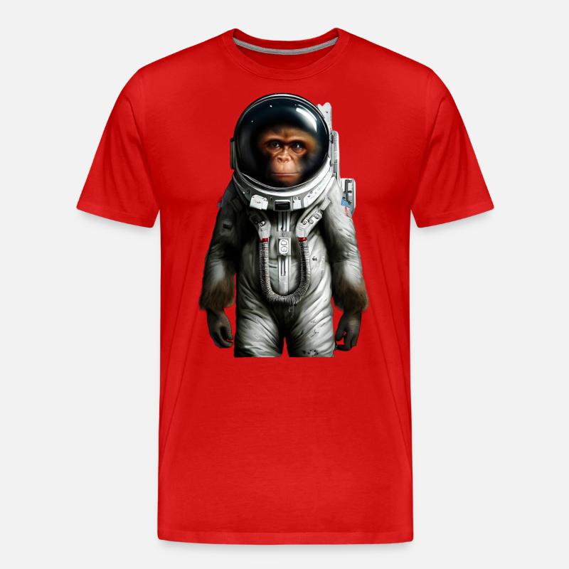 Singe astronaute de l’espace - T-shirt bio Premium Homme - rouge