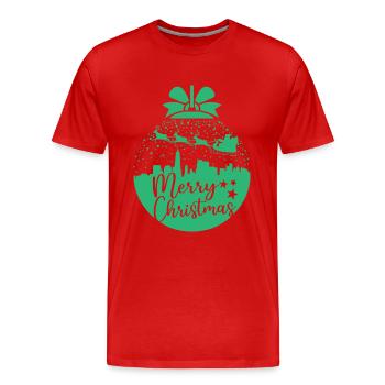 Weihnachten Schneeball Santa Sleigh Frohe Weihnachten Geschenk - Männer Premium Bio T-Shirt - Rot - Vorne - Damien (186cm)