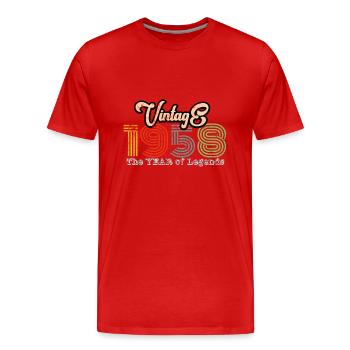 1958 Rétro de l’année de naissance - T-shirt bio Premium Homme - rouge - Devant - Damien (186cm)