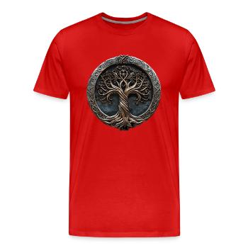 Yggdrasil Odin Wotan Edda Viking Vikings Wikinger - Men's Premium Organic T-Shirt - red - Front - Damien (186cm)