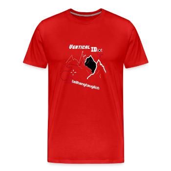 Vertical IDiot Level 2 Black Edition - Männer Premium Bio T-Shirt - Rot - Vorne - Damien (186cm)