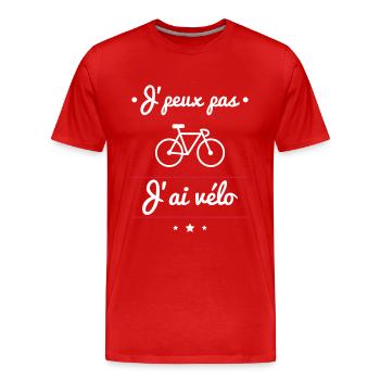 J'peux pas j'ai vélo, cycliste, cyclisme - T-shirt bio Premium Homme - rouge - Devant - Damien (186cm)