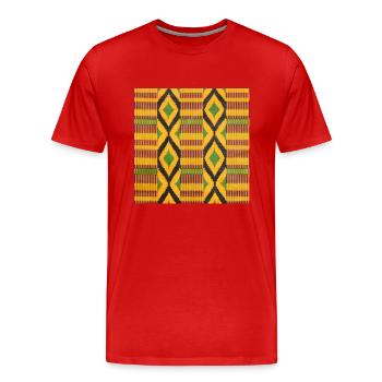Motifs au losange coloré vert, jaune et noir - T-shirt bio Premium Homme - rouge - Devant - Damien (186cm)
