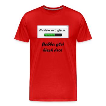 Windele wird glada... - Männer Premium Bio T-Shirt - Rot - Vorne - Damien (186cm)