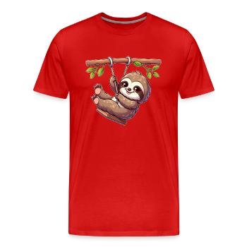Lustiges Faultier schaukeln Spielplatz Cartoon Spa - Männer Premium Bio T-Shirt - Rot - Vorne - Damien (186cm)