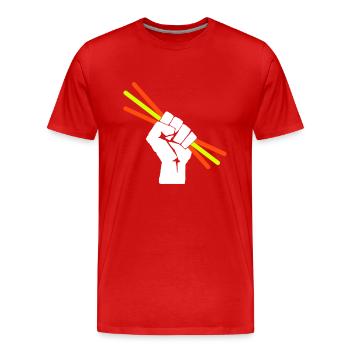Glowstick - Party - Rave - T-shirt bio Premium Homme - rouge - Devant - Damien (186cm)