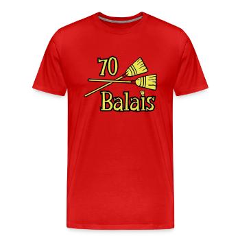 70 balais ans - T-shirt bio Premium Homme - rouge - Devant - Damien (186cm)