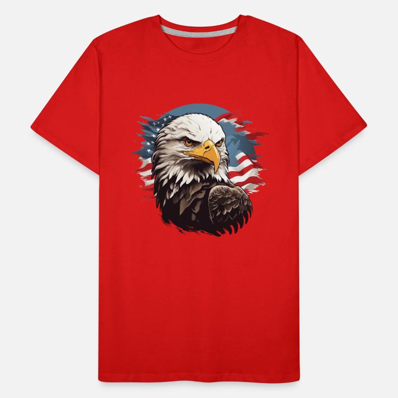 Bald Eagle Portrait with Flag Men's Premium Organic T-Shirt
