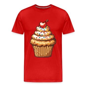 Icône Muffin Pixel - T-shirt bio Premium Homme - rouge - Devant - Damien (186cm)