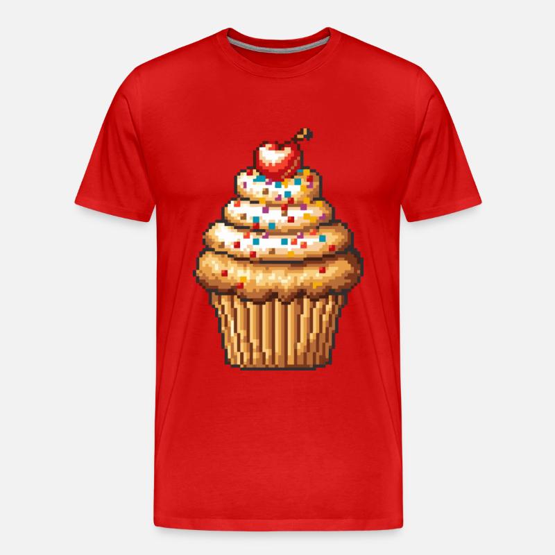 Muffin Pixel Symbol - Männer Premium Bio T-Shirt - Rot