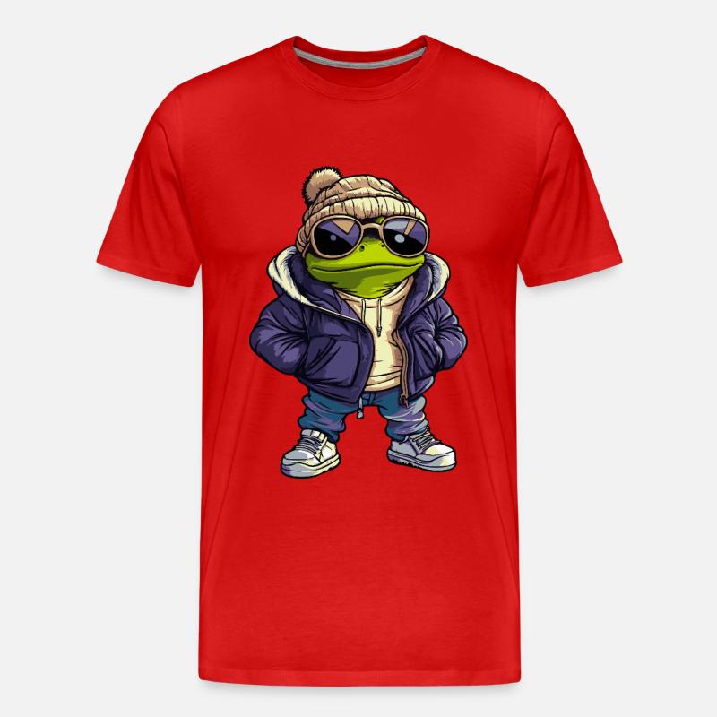 Frosch Cool Comic - Männer Premium Bio T-Shirt - Rot