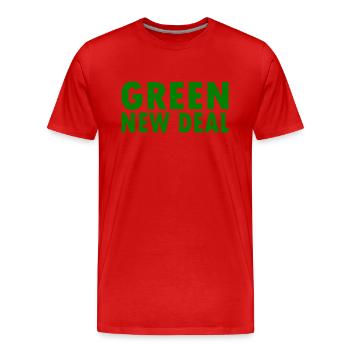 Green new deal - T-shirt bio Premium Homme - rouge - Devant - Damien (186cm)