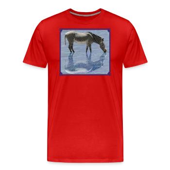 Zebra Spiegelbild - Zebras - Wildtiere in Afrika - Männer Premium Bio T-Shirt - Rot - Vorne - Damien (186cm)