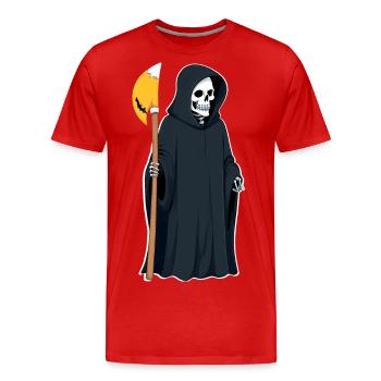 Sensenmann Sense Gevatter Tod - Männer Premium Bio T-Shirt - Rot - Vorne - Damien (186cm)