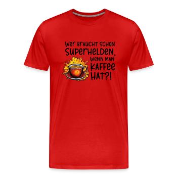 Superhelden Kaffe - Männer Premium Bio T-Shirt - Rot - Vorne - Damien (186cm)