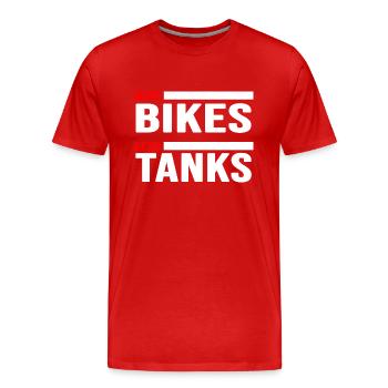 Vélo « plus de vélos » Cyclistes en selle serrée - T-shirt bio Premium Homme - rouge - Devant - Damien (186cm)