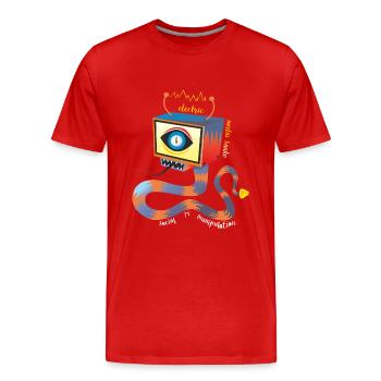 TUYAU ÉLECTRIQUE DE LA TV - T-shirt bio Premium Homme - rouge - Devant - Damien (186cm)