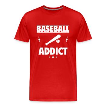 Baseball Addict - Men's Premium Organic T-Shirt - red - Front - Damien (186cm)