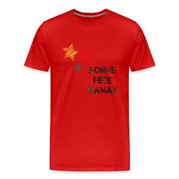 BONNE FÊTE. FÊTE DES MÈRES. FÊTE DES PÈRES. FÊTE - T-shirt bio Premium Homme - rouge - Devant - Damien (186cm)