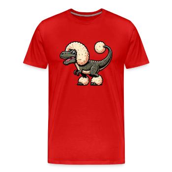 Caniche T-Rex Fusion Cartoon - T-shirt bio Premium Homme - rouge - Devant - Damien (186cm)
