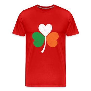 Kleeblatt mit irischer Flagge - Männer Premium Bio T-Shirt - Rot - Vorne - Damien (186cm)