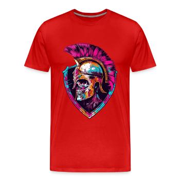 Spartaner Totenkopf Gladiator - Männer Premium Bio T-Shirt - Rot - Vorne - Damien (186cm)
