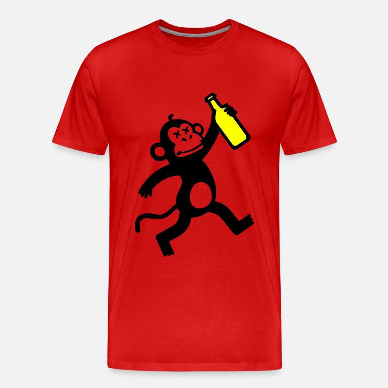 Affe Bier Party - Männer Premium Bio T-Shirt - Rot