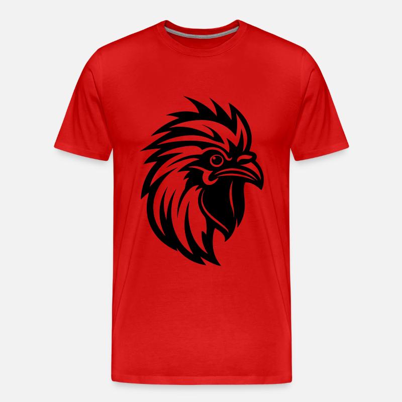 Hahn Kopf - Männer Premium Bio T-Shirt - Rot