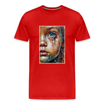 Abstrait Fille Triste Gens Malheureux - T-shirt bio Premium Homme - rouge - Devant - Damien (186cm)