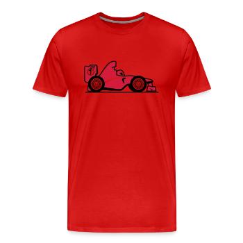 Racecar short comic - Men's Premium Organic T-Shirt - red - Front - Damien (186cm)