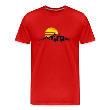 Freizeit - Wohnmobil Berge - Männer Premium Bio T-Shirt - Rot - Vorne - Damien (186cm)