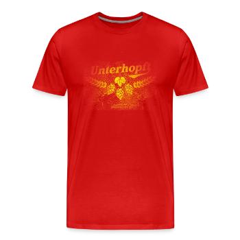 Unterhopft T-Shirt, distressed - Männer Premium Bio T-Shirt - Rot - Vorne - Damien (186cm)