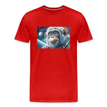 ALIVE 3024 0201 Space, animal, monkey, planet - Men's Premium Organic T-Shirt - red - Front - Damien (186cm)