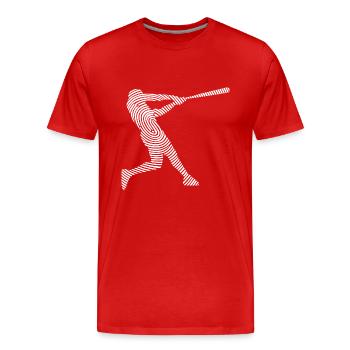 Joueur de baseball Joueur de baseball Empreinte digitale Joueur de baseball - T-shirt bio Premium Homme - rouge - Devant - Damien (186cm)