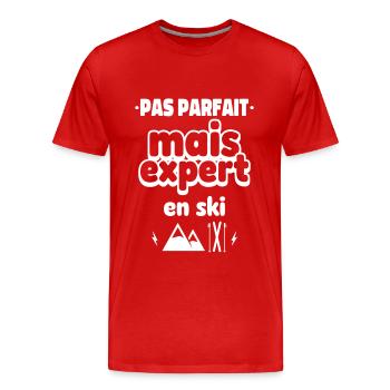 pas parfait expert en ski - T-shirt bio Premium Homme - rouge - Devant - Damien (186cm)