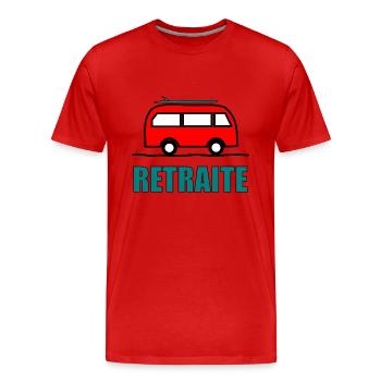 GUTER RUHESTAND. GLÜCKLICHEN RUHESTAND. Lebe den Ruhestand - Männer Premium Bio T-Shirt - Rot - Vorne - Damien (186cm)