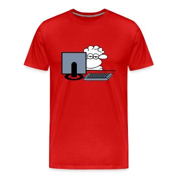 moutons informatique - T-shirt bio Premium Homme - rouge - Devant - Damien (186cm)